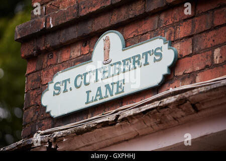 Carlisle Saint Cuthbert's lane metal sign Stock Photo