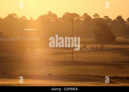 Photo of the morning sunrise during the golden hour. Stock Photo