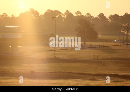 Photo of the morning sunrise during the golden hour. Stock Photo