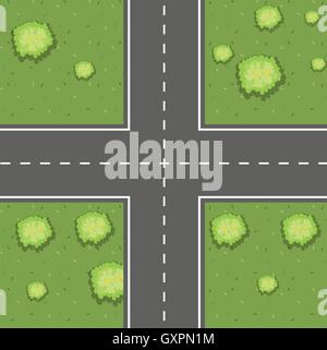 Aerial scene of intersection illustration Stock Vector