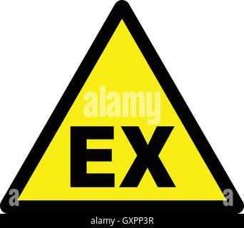 Explosive atmosphere area zone - yellow triangular warning sign, vector illustration. Stock Vector