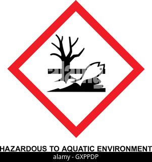 GHS hazard pictogram - HAZARDOUS TO AQUATIC ENVIRONMENT, hazard warning sign HAZARDOUS TO AQUATIC ENVIRONMENT, isolated vector. Stock Vector