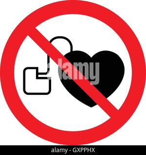 No access for persons with pacemakers sign, no pacemakers sign, vector illustration. Stock Vector
