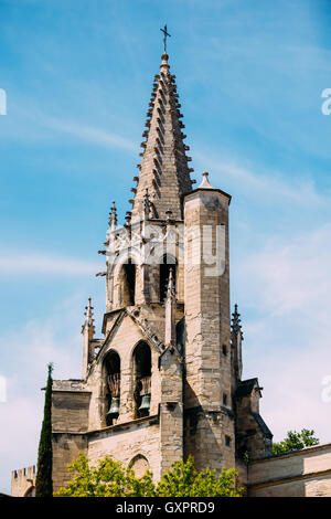 Ancient Old Christian Temple St Martial At Square Agricol Perdiguier In Avignon, France Stock Photo