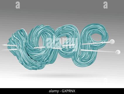 knitting. abstract thread on grey background Stock Vector