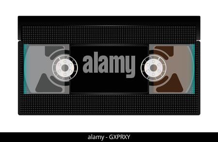 A typical old fashioned video cassette over a white background Stock Vector