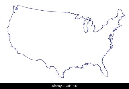 Map of the United States of America, with borders and state names ...