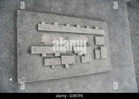 North Seattle Community College in Northgate relief concrete map with parts missing. Stock Photo