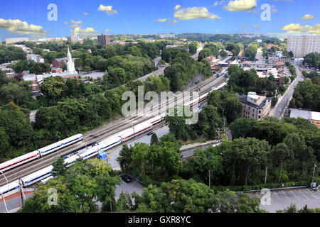 Overhead view of Poughkeepsie New York railroad station Stock Photo