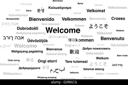 Welcome phrase in different languages of the world Stock Vector