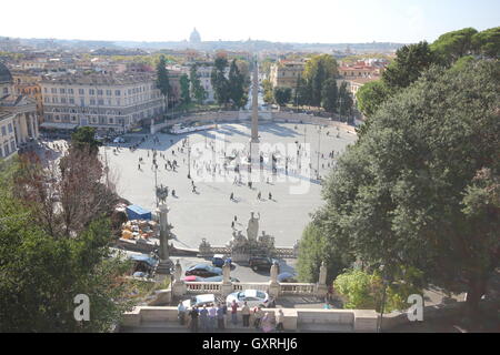 a beautiful view from Il Pincio of Piazza del Popolo, Rome, Italy Stock Photo