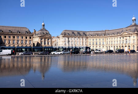 Place de la Bourse Bordeaux le Miroir d'Eau (Mirror of Water) by Corajoud Stock Photo