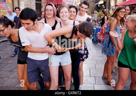 Students on a freshers week get together in Bordeaux France Stock Photo