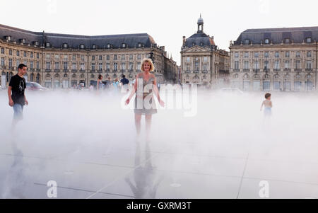 Place de la Bourse Bordeaux le Miroir d'Eau (Mirror of Water) by Corajoud Stock Photo