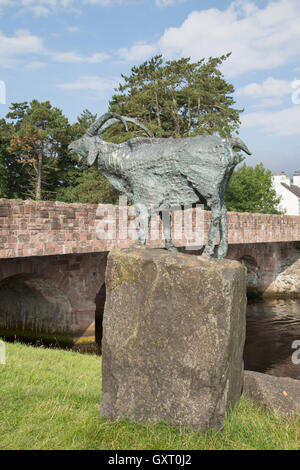 Johann Goat Sculpture by Brown; Cushendun; County Antrim; Northern Ireland Stock Photo