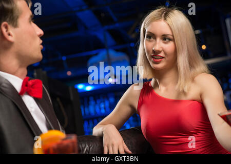 portrait of a woman in a nightclub Stock Photo