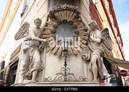 square of the Trevi Fountain, detail, Rome Italy, Statues Stock Photo