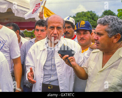 CIUDAD GUAYANA, VENEZUELA - Presidential candidate Carlos Andres Perez campaigning. October 1988 Stock Photo