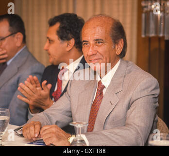 CIUDAD GUAYANA, VENEZUELA - Presidential candidate Carlos Andres Perez campaign, industrialists' dinner. October 1988 Stock Photo