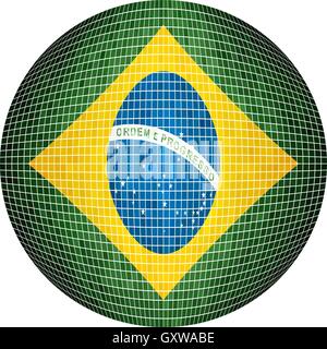 Ball with Brazil flag - Illustration,  Sphere Brazilian flag vector,   Abstract Grunge Mosaic flag of Brazil in circle Stock Vector
