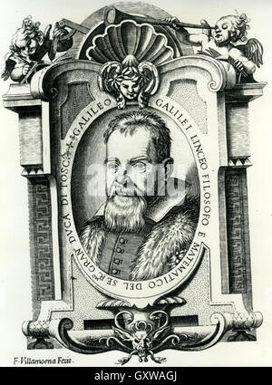 GALILEO GALILEI (1564-1642) Italian astronomer and mathematician in an engraving based on the more sombre 1636 painting by Justus Sustermans Stock Photo