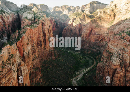 View from Angel's Landing in Zion National Park Stock Photo