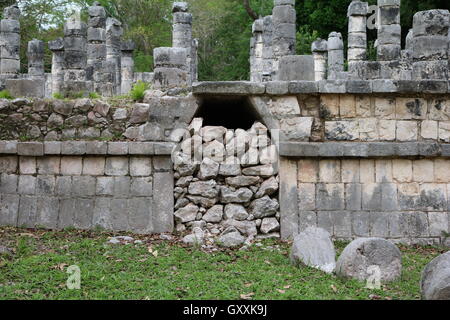 Ancient Aztec Blocked Stone Door Stock Photo