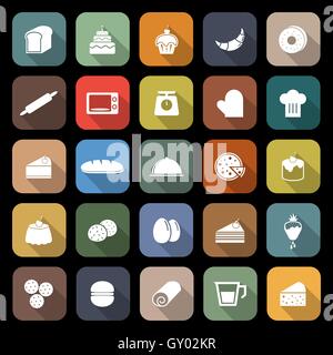 Bakery flat icons with long shadow, stock vector Stock Vector