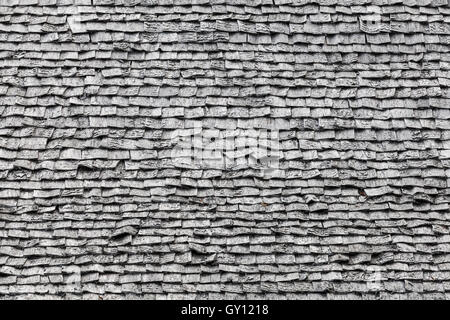 Background photo texture of old gray wooden roof tiling Stock Photo