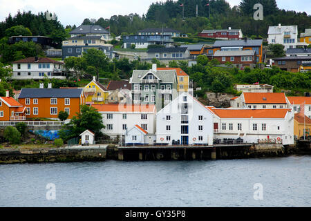 Traditional houses in coastal town of Kristiansund, Romsdal county, Norway Stock Photo