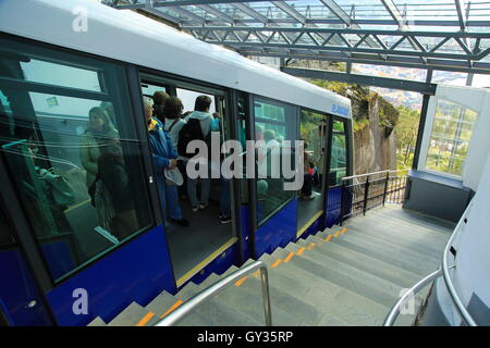 Floibanen funicular railway train carriage, Bergen, Norway Stock Photo