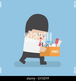 man holding box sad get fired vector illustration Stock Vector Image ...