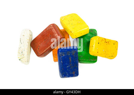 A heap of colorful wax crayon Stock Photo