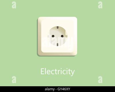 electricity socket plug on green background with text Stock Vector