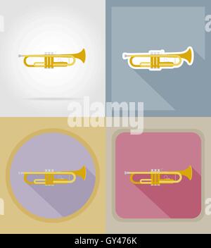 trumpet flat icons vector illustration isolated on background Stock Vector