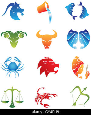 Zodiac Star Signs isolated on a white background Stock Photo