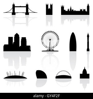 London famous landmarks isolated on a white background Stock Photo