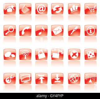 Photo gallery red web icon with golden border isolated on white ...