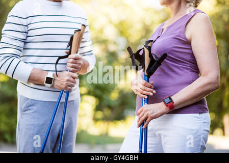 Elderly couple on a walk in the park Stock Photo