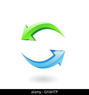 3d glossy refresh icon, green and blue arrows isolated on white Stock Photo