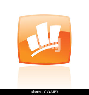 Glossy stats in orange button isolated on white Stock Photo