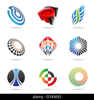 Various colorful abstract icons isolated on a white background Stock ...