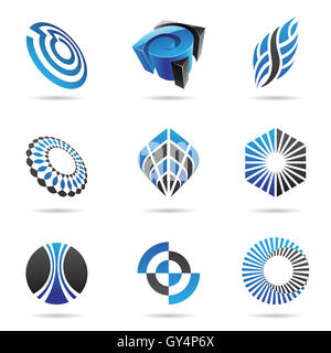 Various blue abstract icons isolated on a white background Stock Photo ...