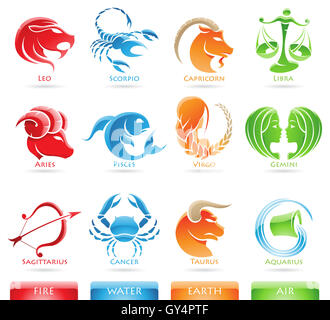 Glossy zodiacs isolated on a white background Stock Photo