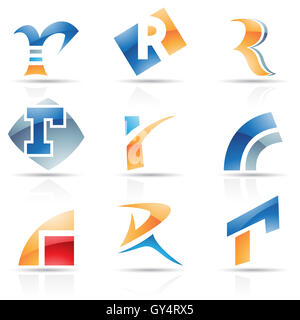 Vector illustration of abstract icons based on the letter R Stock Photo