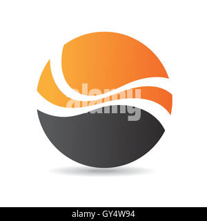 Isolated abstract round shape orange color logo, stylized sun logotype ...