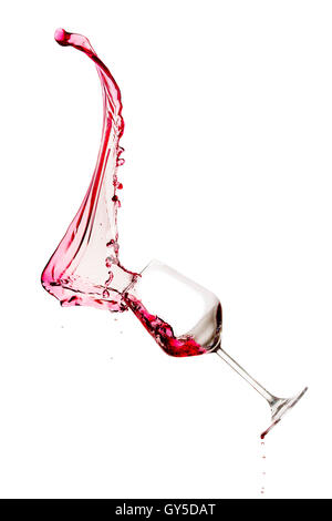 glass of red wine splash Stock Photo