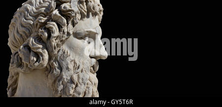 River Tiber god monumental roman statue in Capitol Square, Rome, on black background with copy space (4th century AD) Stock Photo