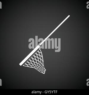 Icon of Fishing net . Black background with white. Vector illustration. Stock Vector