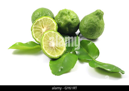 group of bergamot and leaf on isolated background. Stock Photo